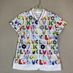 Volvik Jacket Womens 90 White Graphic Print Full Zip Golf Short‎ Sleeve Vented